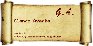Glancz Avarka névjegykártya